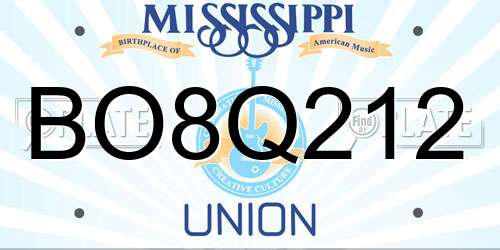 BO8Q212 Mississippi License Plate
