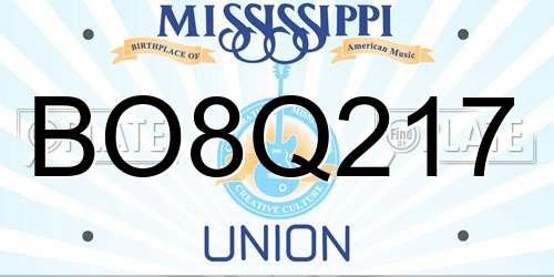 BO8Q217 Mississippi License Plate