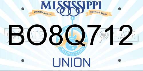BO8Q712 Mississippi License Plate