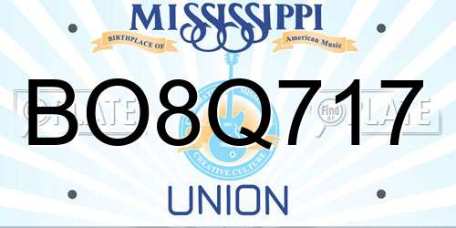 BO8Q717 Mississippi License Plate