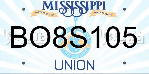 BO8S105 Mississippi License Plate