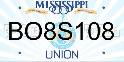 BO8S108 Mississippi License Plate