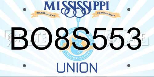 BO8S553 Mississippi License Plate