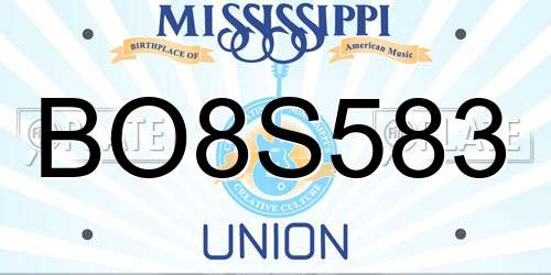 BO8S583 Mississippi License Plate