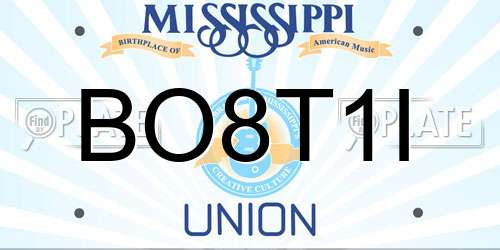 BO8T1I Mississippi License Plate