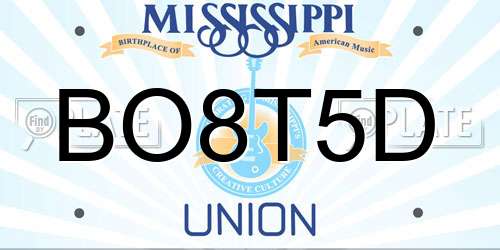 BO8T5D Mississippi License Plate