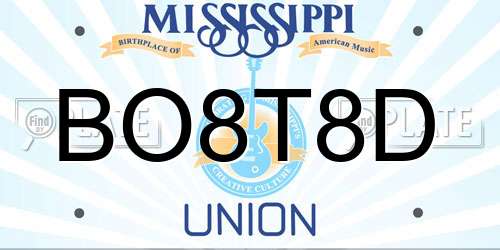 BO8T8D Mississippi License Plate