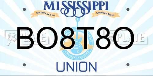 BO8T8O Mississippi License Plate