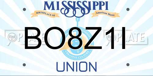 BO8Z1I Mississippi License Plate