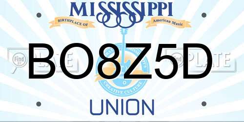 BO8Z5D Mississippi License Plate