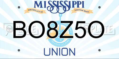 BO8Z5O Mississippi License Plate