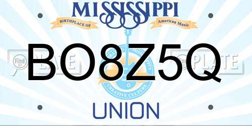 BO8Z5Q Mississippi License Plate