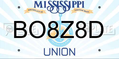 BO8Z8D Mississippi License Plate