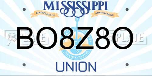 BO8Z8O Mississippi License Plate
