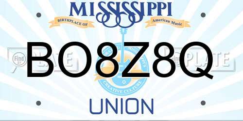 BO8Z8Q Mississippi License Plate