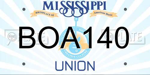 BOA140 Mississippi License Plate