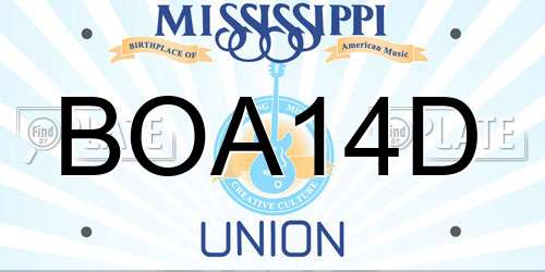 BOA14D Mississippi License Plate