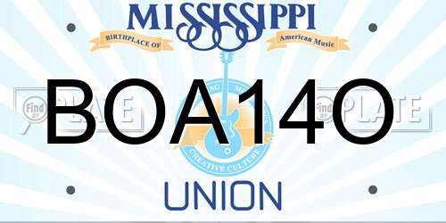 BOA14O Mississippi License Plate
