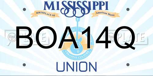 BOA14Q Mississippi License Plate