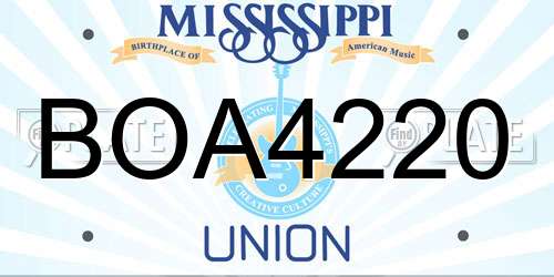 BOA4220 Mississippi License Plate