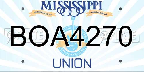 BOA4270 Mississippi License Plate
