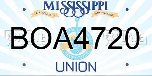 BOA4720 Mississippi License Plate