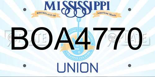 BOA4770 Mississippi License Plate