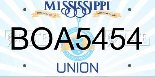 BOA5454 Mississippi License Plate