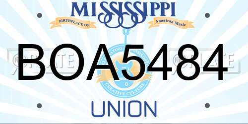 BOA5484 Mississippi License Plate