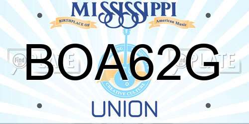BOA62G Mississippi License Plate