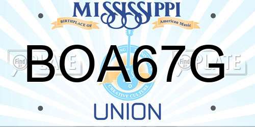 BOA67G Mississippi License Plate