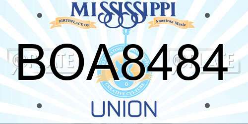 BOA8484 Mississippi License Plate
