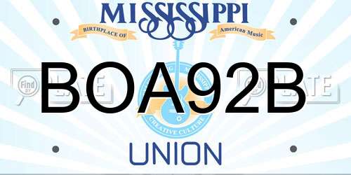 BOA92B Mississippi License Plate