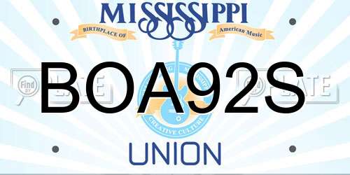 BOA92S Mississippi License Plate