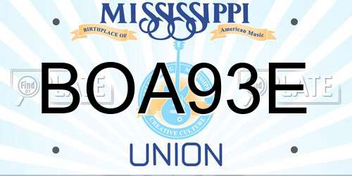 BOA93E Mississippi License Plate
