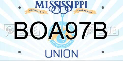 BOA97B Mississippi License Plate