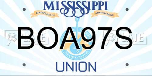 BOA97S Mississippi License Plate