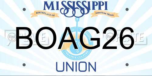 BOAG26 Mississippi License Plate