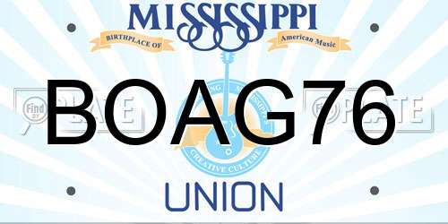 BOAG76 Mississippi License Plate
