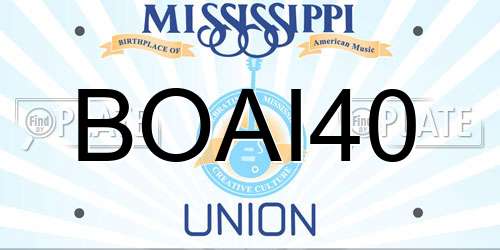 BOAI40 Mississippi License Plate