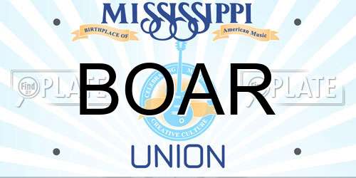 BOAR Mississippi License Plate