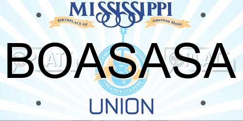 BOASASA Mississippi License Plate