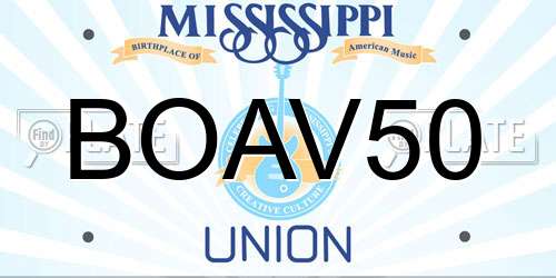 BOAV50 Mississippi License Plate