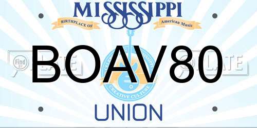 BOAV80 Mississippi License Plate