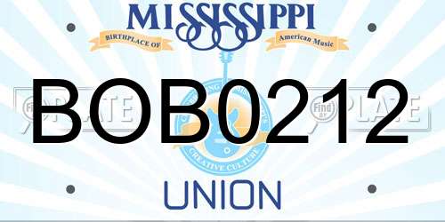 BOB0212 Mississippi License Plate