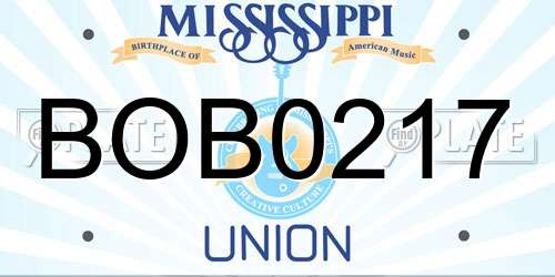 BOB0217 Mississippi License Plate