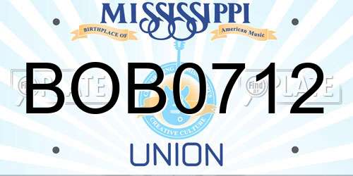 BOB0712 Mississippi License Plate