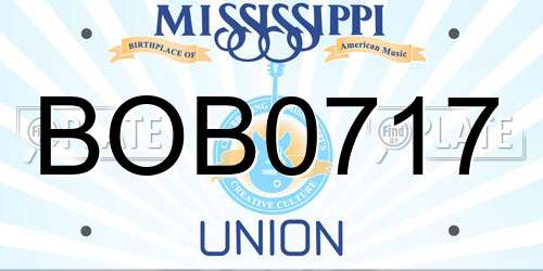BOB0717 Mississippi License Plate