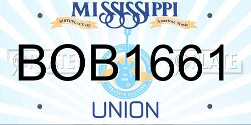 BOB1661 Mississippi License Plate
