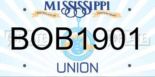 BOB1901 Mississippi License Plate